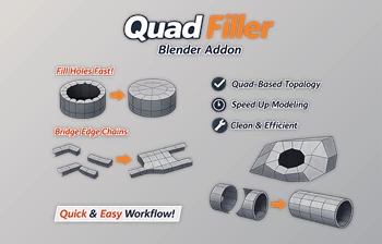 Quad Filler - <span class='badge badge-warning'>Blender</span> Addon (<span class='badge badge-warning'>v1.0.2</span>) by Casey Sheep (Superhivemarket)