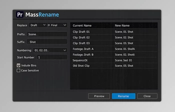 MassRename - Renaming UI in Pr by <span class='badge badge-warning'>Aescripts</span> (v0.0.2)