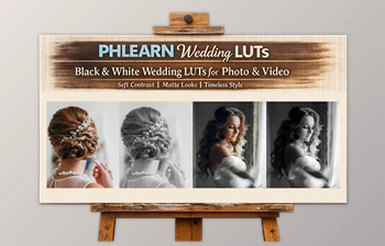 PHLEARN Wedding LUTs (BW): Black and White Wedding LUTs for Photo & <span class='badge badge-warning'>Video</span> by Aaron Nace