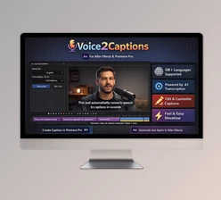 Voice2Captions: Automatically transcribes and subtitles audio using AI in Ae by Aescripts (v2.1.0)