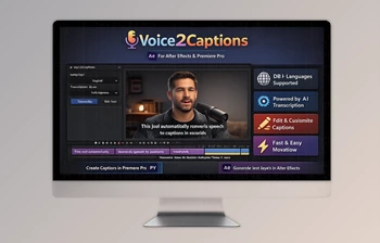 Voice2Captions: Automatically transcribes and subtitles audio using AI in Ae by Aescripts (v2.1.0)