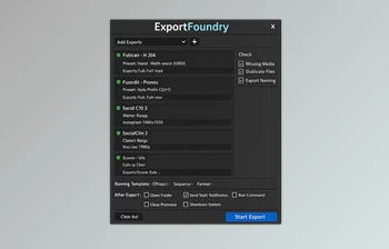 ExportFoundry - Premiere Pro Batch export tool by <span class='badge badge-warning'>Aescripts</span> (v1.0.2 for Win, Mac)
