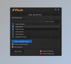 Pluck - Move and reuse comps in Ae by Aescripts (v1.2.3)