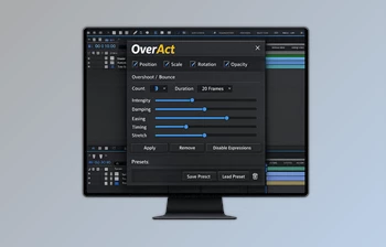 OverAct - Overshoot and bounce animations in Ae by <span class='badge badge-warning'>Aescripts</span> (v1.0)