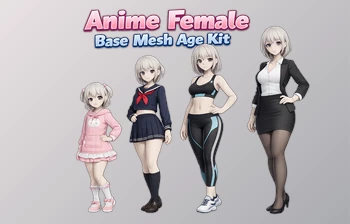 Anime Female Base Mesh Age <span class='badge badge-warning'>Kit</span> - Blender Model by Superhivemarket (v1.1)
