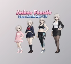 Anime Female Base Mesh Age Kit - Blender Model by Superhivemarket (v1.1)