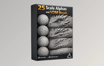 25 Scale Alphas and VDM Brush by <span class='badge badge-warning'>Artstation</span> (<span class='badge badge-warning'>Custom</span>-made Reptile Alphas to use in ZBrush)