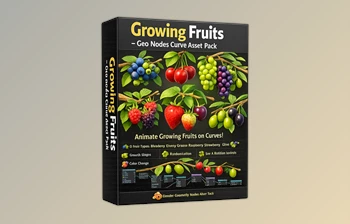 Growing Fruits (Geo Nodes Curve Asset Pack) for <span class='badge badge-warning'>Blender</span> by Superhivemarket