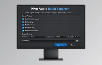 PPro Audio Batch Exporter - Premiere Pro Plugin by <span class='badge badge-warning'>Aescripts</span> (v1.0.0)