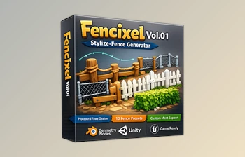 Fencixel: Stylize-Fence Generator for <span class='badge badge-warning'>Blender</span> (Vol.01)