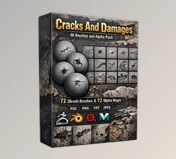 Cracks And Damages 4K Brushes and Alpha Pack by ArtStation