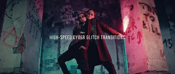 Cyber Glitch Transitions Fast Digital Distortion FX Pack For DVR