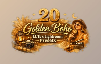 20 Golden Boho - Lightroom Presets and <span class='badge badge-warning'>LUTs</span> by Artstation (SparkleStock)