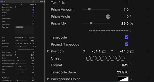 VCR Effect For Final Cut Pro