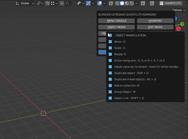 Blender Basic Shortcuts Reminder by Superhivemarket