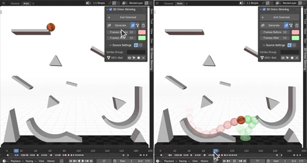 3D onion skinning