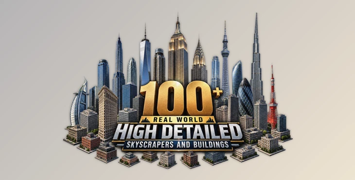 Real World High Detailed Skyscrapers and Buildings
