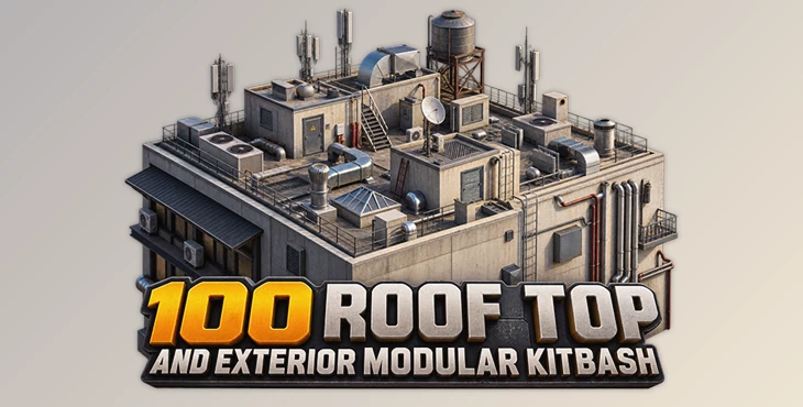 100 Roof Top and Exterior Modular Kitbash 