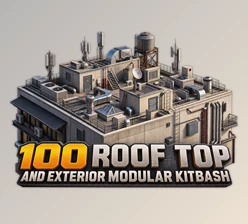 100 Roof Top and Exterior Modular Kitbash by Artstation