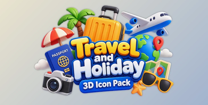 Travel and Holiday 3D Icon Pack 