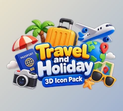 Travel and Holiday 3D Icon Pack by UI8