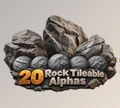 20 Rock Tileable Alphas by Artstation (ZBrush, Substance)