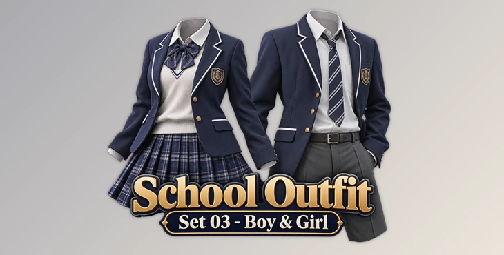 School Outfit Set 03 - Boy & Girl