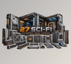 27 SCI-FI ENVIROMENT PANEL KITBASH for Blender by Superhivemarket